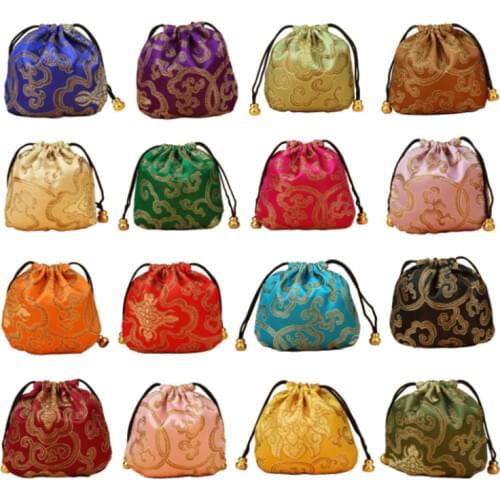 20Pcs 11x11cm Silk Bag Drawstring Pouch Mixed Colors Necklace Bracelet Beads Bags Jewelry Packaging Christmas/Wedding Gift Bag