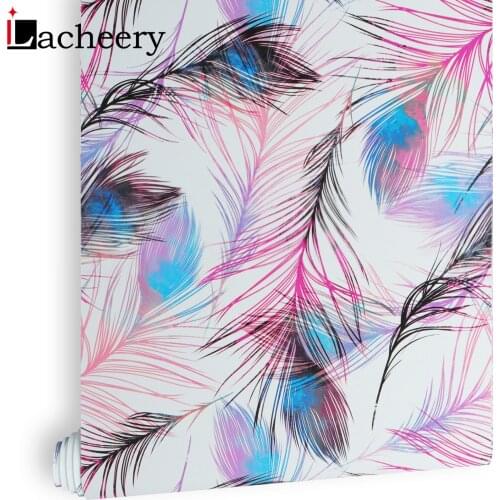 Modern Fashion Purple Leaves Wallpaper Geometric Line Honeycomb Waterproof Wall Stickers Self-adhesive Film For Kids Room Decor