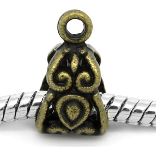 8Seasons European Charm Bail Beads Antique Bronze Pattern Carved DIY Making Fit European Bracelet Jewelry 13.5x7.5mm,100PCs