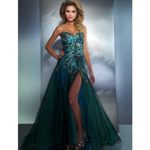 Free shipping vestidos de festa 2016 new fashion colorful long tulle hot sexy party prom gown Formal Evening elegant Dresses