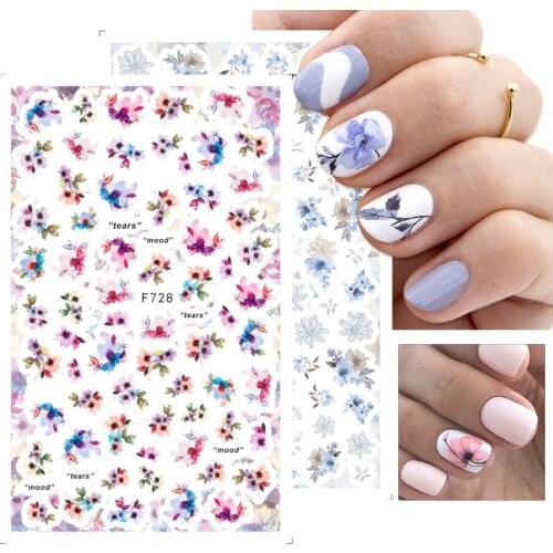 1 Piece of 3D Self Adhesive Natural Theme Style Nail Stickers Flower Green Leaf Style Water Transfer Decals Wrapped Nails Art