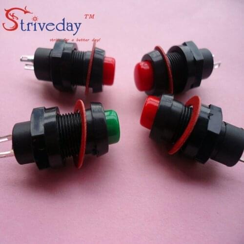 10pcs 10MM red green Self locking Mini button switch DS-211 power switch button
