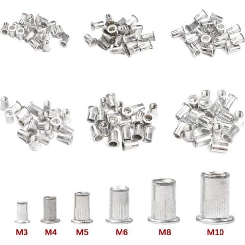 20pcs Flat Head Rivet Nut M3 M4 M5 M6 M8 M10 Aluminum Alloy Threaded Rivet Insert Nut SetInsert Nutsert Cap Rivet Nut