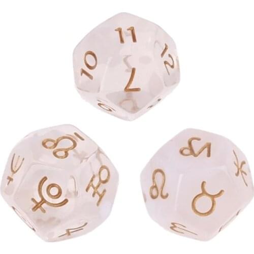 3pcs Multicolor 12 Sided Resin Dice Astrology Tarot Constellation Divination