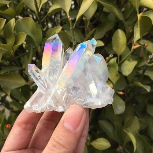 88g Rare beautiful white flame aura quartz crystal cluster specimen
