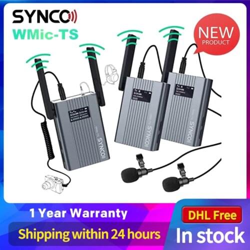 SYNCO WMic-TS UHF Wireless Transmitter System Microphone Dual Channel Lapel Mic for Smartphone Camera Studio Video Recording