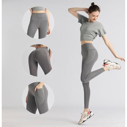 High Waist Running Yoga Pants Seamless Leggings With Pockets Gym Leggings Sport Women Fitness Hip Push UP Tights Elastic Trouser