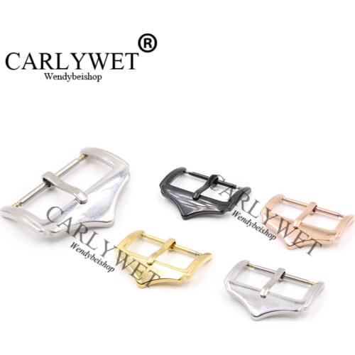 CARLYWET 14 16 18 20 22mm Wholesale Men Women 316L Stainless Steel Silver Black Rose Gold 2mm Tang Tongue Pin Watch Buckle