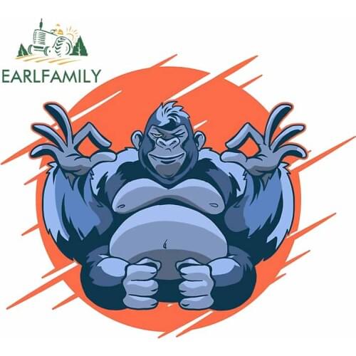 EARLFAMILY 13cm x 10.7cm For Gorilla Meditates Graffiti Car Stickers Vinyl Material Decal Car Door Protector For JDM SUV RV