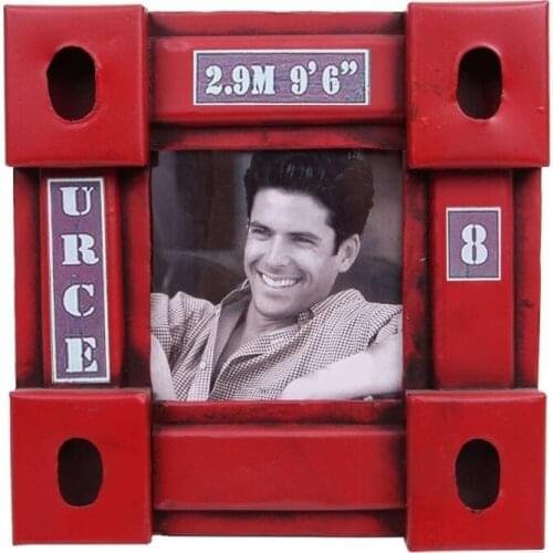 Photo Frame Vintage Red Container Metal Gift Decorative Trinket Miniature Nostalgic Handmade Hand Painted Quality Durable