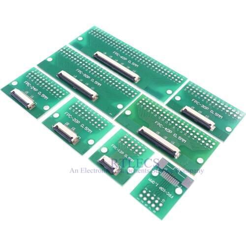 FPC FFC Cable 6 8 10 12 14 16 20 30 40 PIN 0.5 mm pitch Connector SMT Adapter to 2.54 mm 1.00 inch pitch through hole DIP PCB