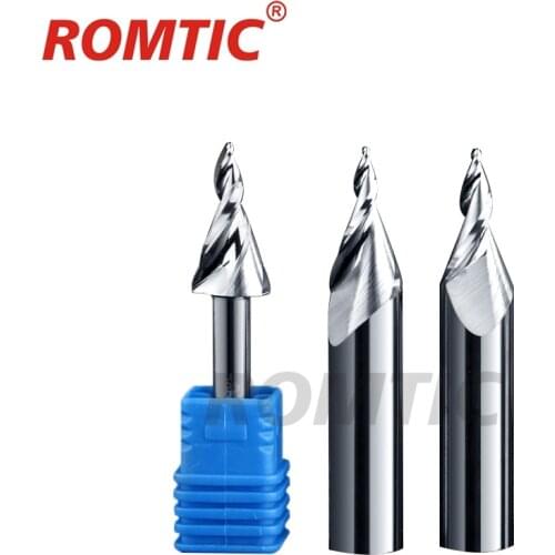 MDF Solid Wood Cutting Engraving Spiral Taper Milling Cutter Veneer Machine Mini Letters Luminous Letters ROMTIC 5A Endmills