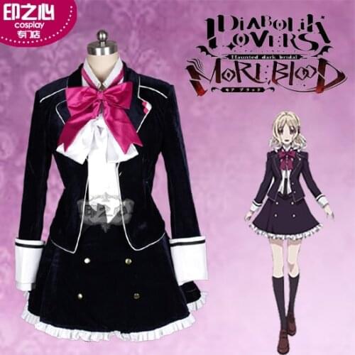 Hot Game DIABOLIK LOVERS Komori Yui Cosplay Costumes Fashion Velvet Black Uniform Skirt Suit Full Set Custom-Make Any Size