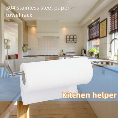 Round/Square Wall Mounted Stainless Steel Paper Towel Holder Punch-Free Roll Paper Stand for Bathroom Kitchen