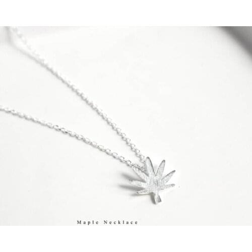 Fashion Trendy Maple Leaf Pendant Necklaces For Women Statement 100% 925 Sterling Silver Long Necklace Party Gifts Jewelry