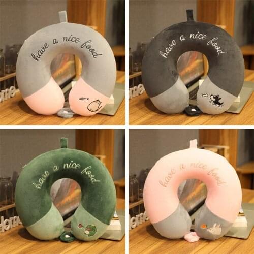 Cartoon Memory Foam U-Shaped Cushion Car Neck Pillow Office Lovely Plush Cervical Pillow Portable Travel Throw Pillow Cushion