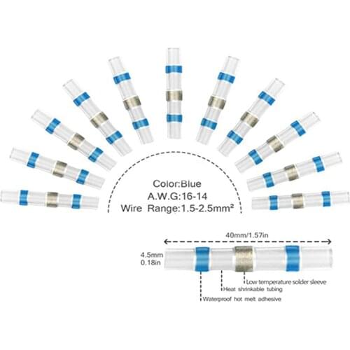 Mixed Heat Shrink Connect Terminals Waterproof Solder Sleeve Tube Electrical Wire Insulated Butt Connectors Kit