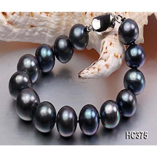 New Big Bead Bracelet Pearl Bracelet Huge 10-11mm AAA Natural Round Dyed-blue Freshwater Pearl Bracelet