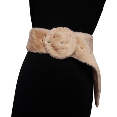 New Luxury Female Vintage Fur Wide Belt Bondage For Women Long straps casual black Corset Banquet Dress Belt Straps Accessory