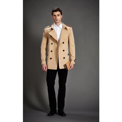 Obrix Slim Fit Vintage Male Trench V-Neck Preppy Style Full Sleeve Double Breasted Casual Streetwear Formal Trench For Men