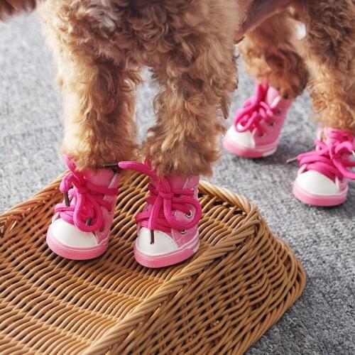 Pet Canvas Shoes Autumn and Winter Breathable Soft Bottom Dog Shoes Teddy Bear Bear Non-slip Shoes Set Dog Supplies
