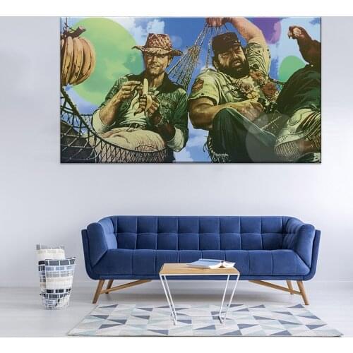 Old Movies Artwork Terence Hill Bud Spencer Canvas Poster Print Wall Art Pictures for Bedroom Living Room Library Office Home De