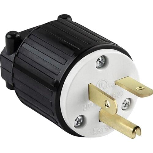 Industrial Grade 20A 125V Straight Blade Plug, NEMA 5-20P,2Pole 3Wire, US Plug, Black, 1 Pack