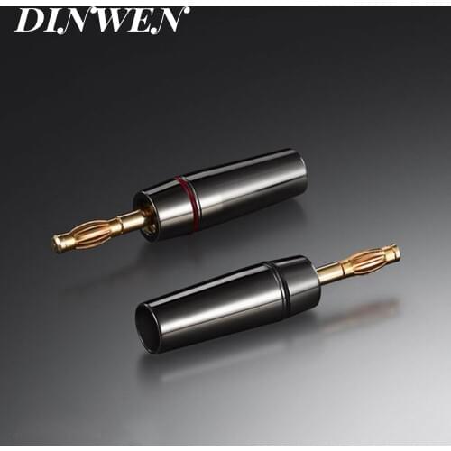EIZZ Banana Plug 24K Gold Plated Connector Brass Solderless Audio Speaker 4MM Male Jack Adapter Connector 4PCS/Lot