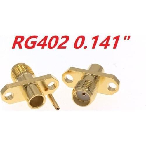 SMA Female Jack 2-Holes Flange Solder For Semi-Rigid RG402 0.141"