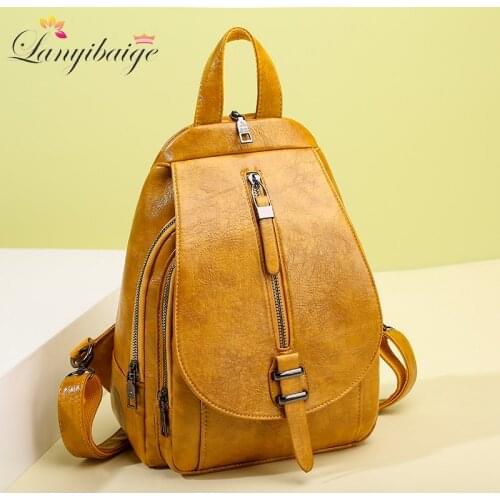 2020 New Women Backpack High Quality Oil Wax Leather Backpack Chest Bag Fashion Travel Backpack Daily Bag Backbag Mochila Sac
