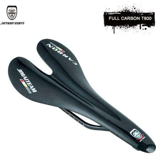 JIMIATEAM Full Carbon Fiber Bicycle Saddle 3k Glossy Matte Road Mountain Bike Mat Curved Hollow Bicycle Seat Titanium Bow Saddle