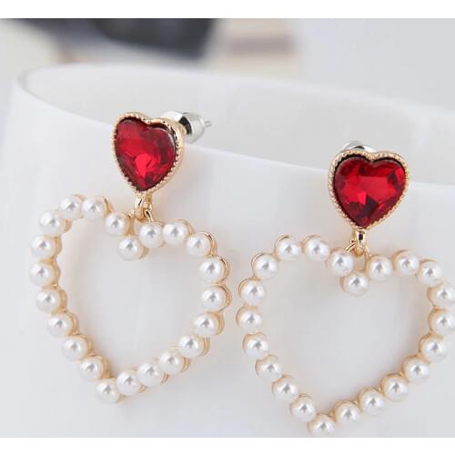2020 korean fashion pearls dangle earrings luxury heart minimalist jewelry cute kpop stud earings for women