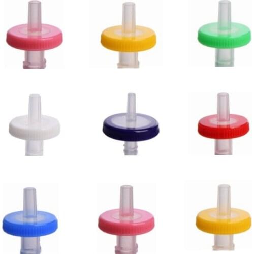 100PCS IKEME 13mm Syringe Filter PTFE PES PVDF CA MCE Nylon Microporous Membrane 0.22um 0.45um Disposable Filter