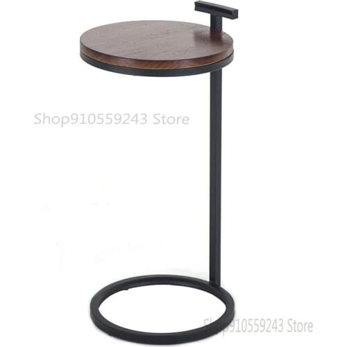 Nordic Solid Wood Sofa Side Table Round Small Coffee Table Bedside Mini Corner Table Black Walnut Color Simple Modern Small