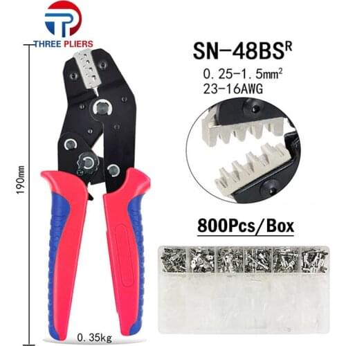Sn-48b crimping tool 600 pcs 4.8/6.3 plug terminal crimper crimping pliers wire 0.5-1.5mm2 alicate AWG 20-15 hand tool krimptang