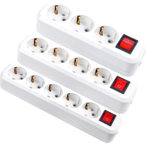 Multifunction White European 250V 10A 16A 3m 5m 3/4/5 Jack German Russia Korea Power Strip EU Extension Outlet Switch Socket