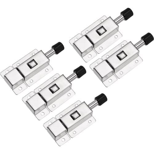 Uxcell Door Barrel Bolt, Stainless Steel 304 Security Push Button Spring Loaded Latch, 5 Pcs
