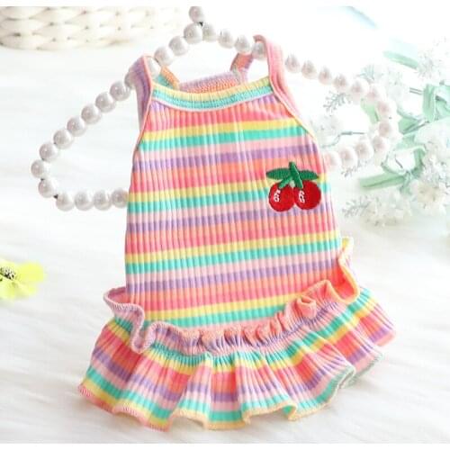 Rainbow Suspender Skirt Dog Clothes Dress Super Dogs Clothing Pet Outfits Cute Summer Cotton Yorkies Print Girl Ropa Para Perro