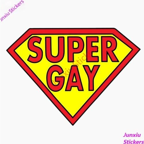 Funny SUPER GAY Reflective Car Sticker for Bumper Trunk Window Motorcycle SUV Fine Decal Decor Graphic Accessories PVC12x9cm