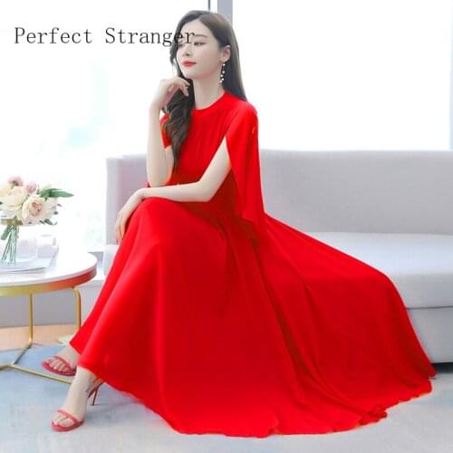 High Quality 2021 Summer Dress For Women Round Collar Short Sleeve Women Chiffon Long Dress