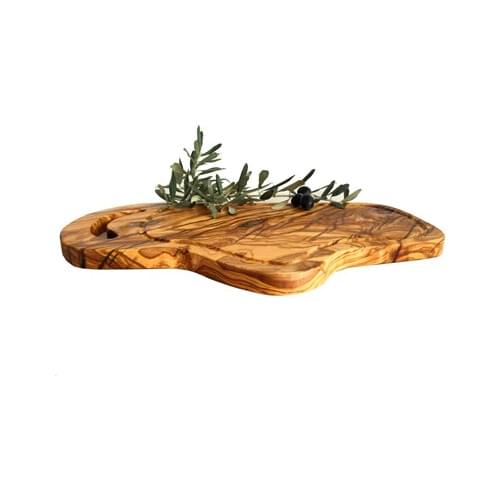 Zethome Natural Wood Handmade Olive Natural Form Corrugated, Corrugated Steak Board