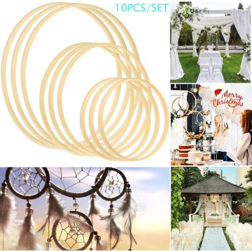 10Pcs Wooden Dream Catcher Ring Bamboo Round Macrame Hoops for Dreamcatcher Floral Wreath Craft Wedding Decor and Wall Hanging