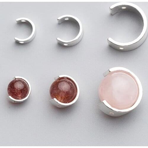 100% 925 Sterling Silver Spacer Beads Fit Bracelets Earrings Making DIY Jewelry 6mm 8mm 12mm Half Round Encircle Charm Beads