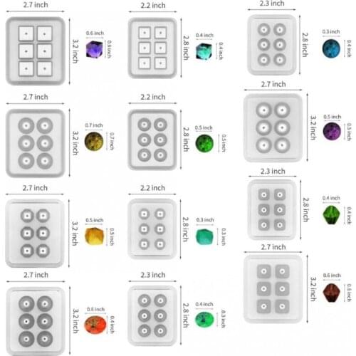 12Pcs All Size Round Square Roundle Beads Resin Mold Gemstone Beads Resin Molds