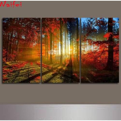 3 pieces Diamond Painting Autumn Scenery 5D DIY Diamond Mosaic Landscape Full Square Diamond Embroidery Tree Crafts Kit Decor