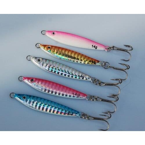 5PCS Deep sea Fishing Metal Jigging Jigbait Spoon Lure spoon Hook baits 14g 28g 120g 150g
