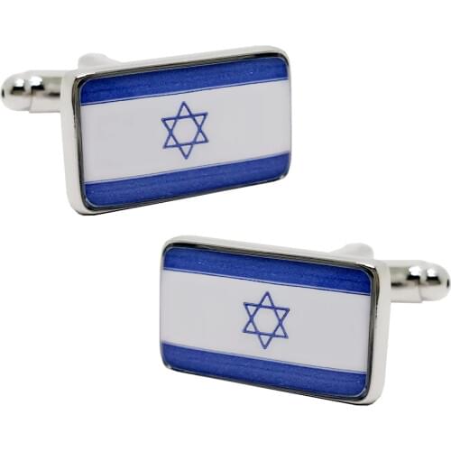 Free shipping Flag Cufflinks blue color Flag of Israel design hotsale copper material cufflinks whoelsale&retail