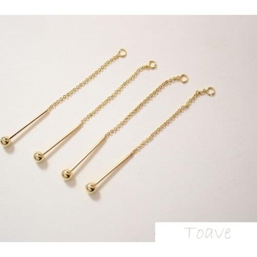 4pcs Chain Beads Pendant Copper Plated 18K Real Gold DIY Handmade Ear Stud Material Accessories