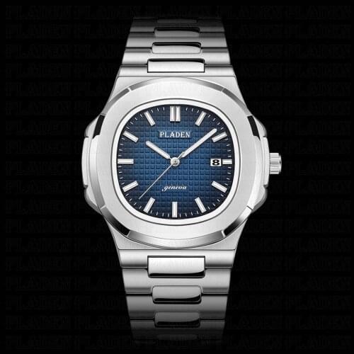 PLADEN Watches For Men Top Brand Luxury Silver Quartz Clock High Quartly Stainless Steel Man Bracelet orologio Fathers Day Gifts