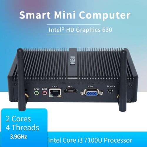Cheap Fanless Mini PC Intel i5 7267U i3 7167U Windows 10 Barebone System PC Unit Desktop Computer Linux HTPC VGA HDMI WiFi 6*USB